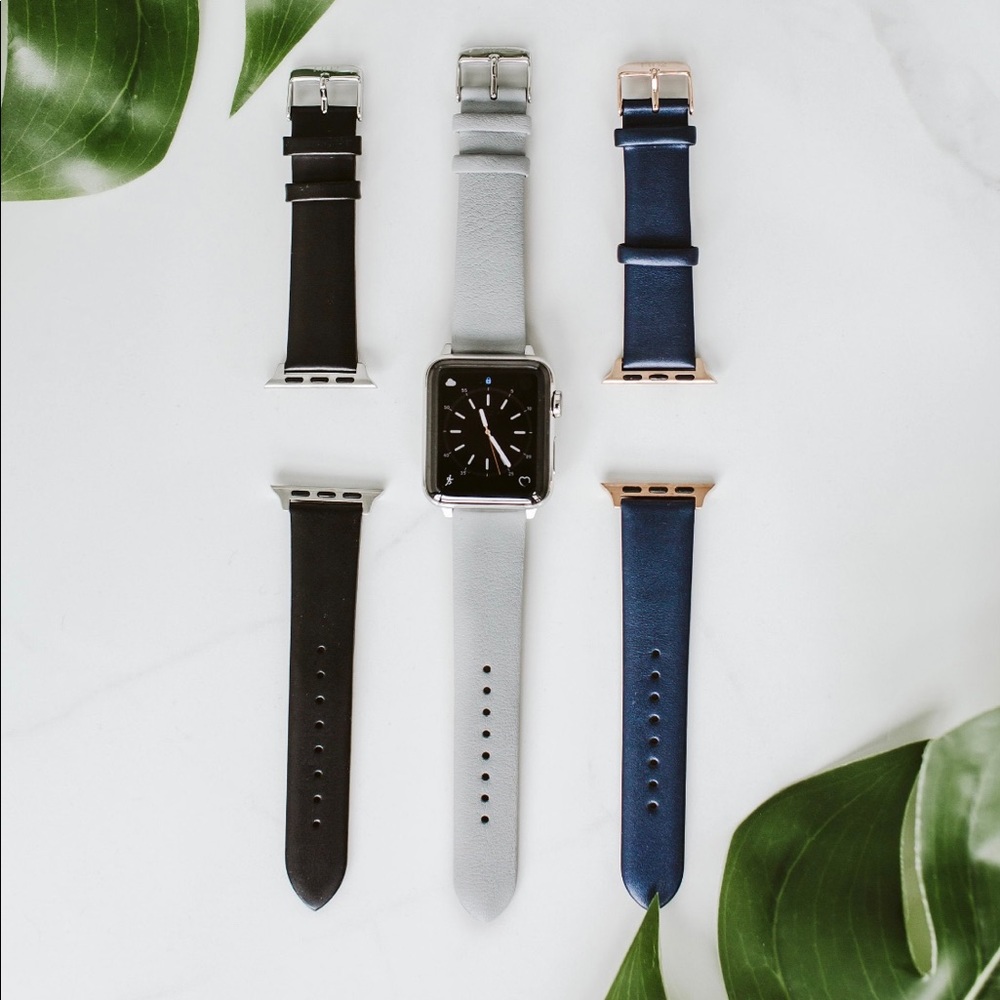 New Apple Watch Band Textured Black with Silver Hardware